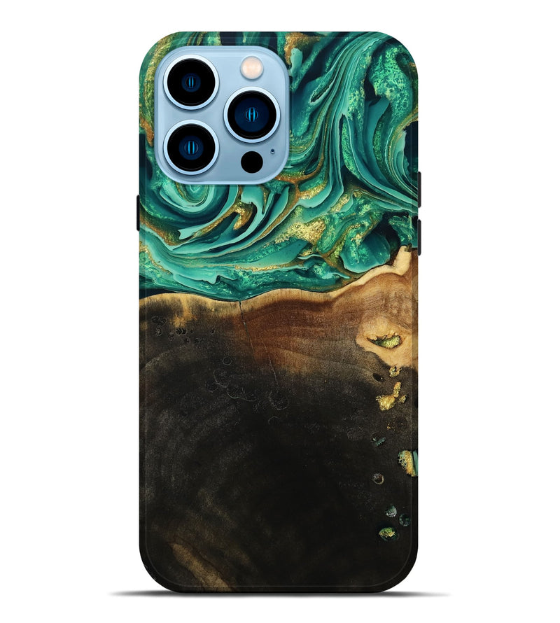 iPhone 14 Pro Max Wood Live Edge Phone Case - Ford (Green, 793844)