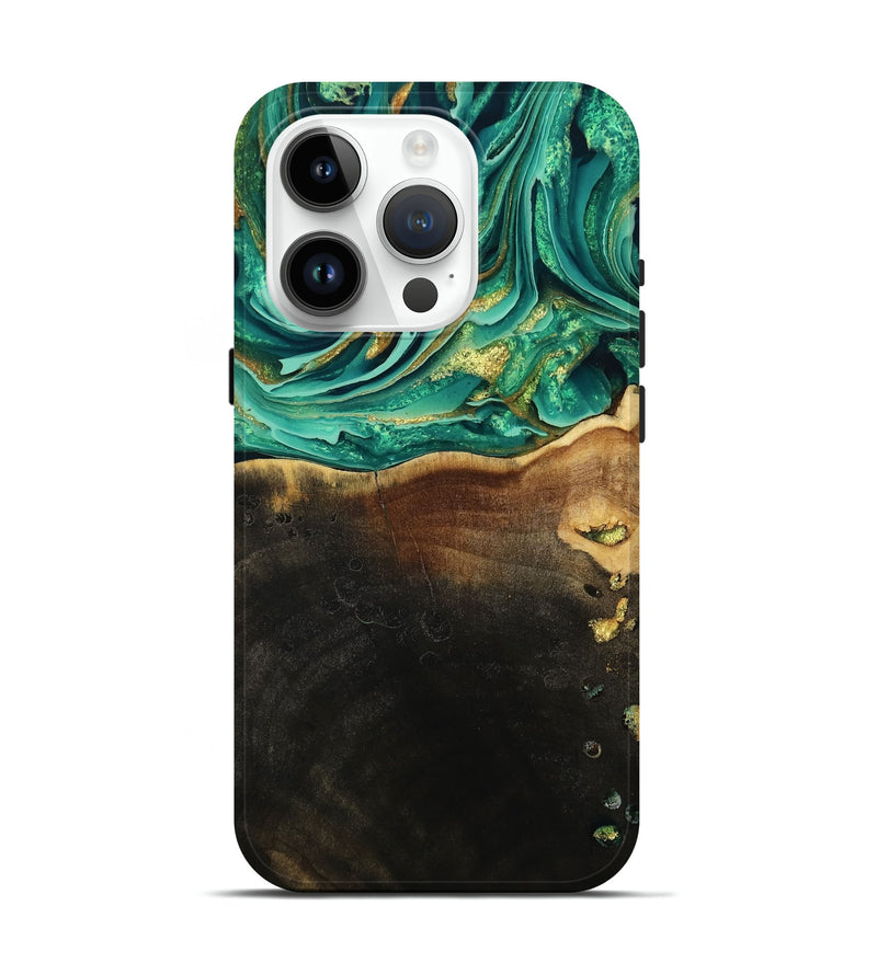 iPhone 15 Pro Wood Live Edge Phone Case - Ford (Green, 793844)