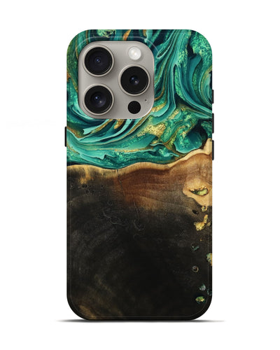 iPhone 16 Pro Wood Live Edge Phone Case - Ford (Green, 793844)