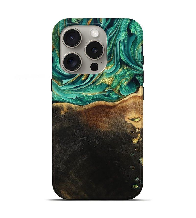 iPhone 16 Pro Wood Live Edge Phone Case - Ford (Green, 793844)
