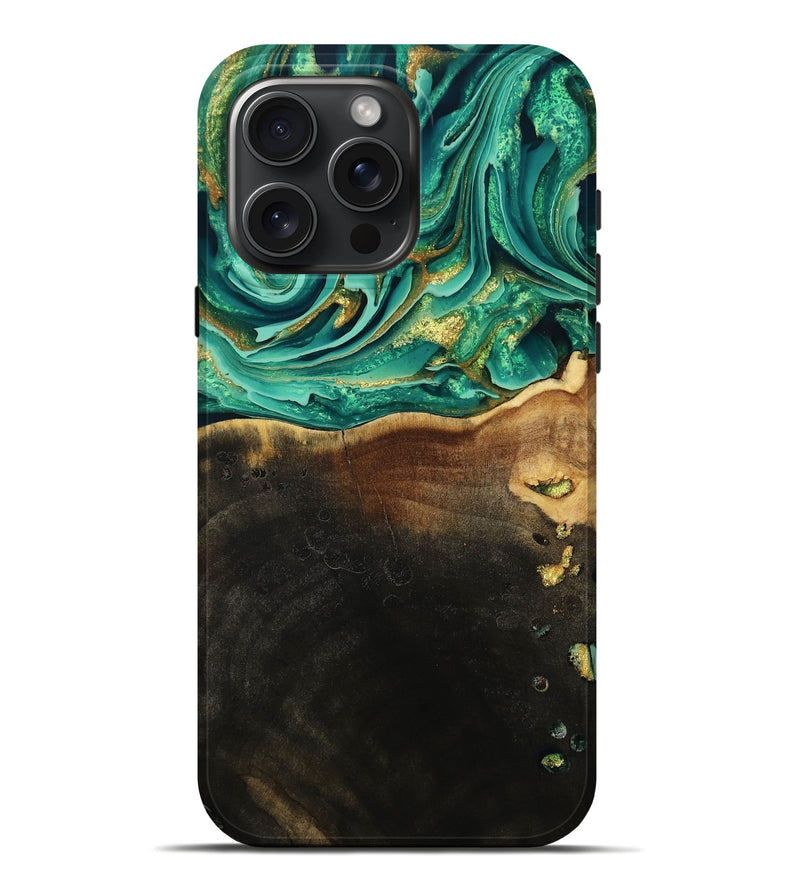 iPhone 16 Pro Max Wood Live Edge Phone Case - Ford (Green, 793844)