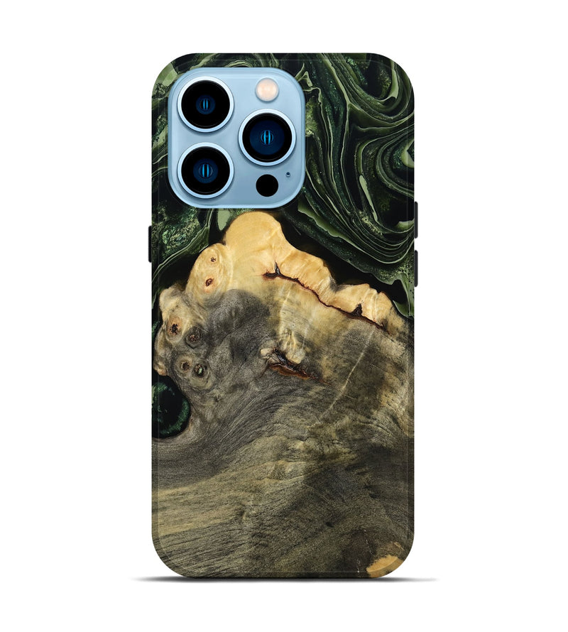 iPhone 14 Pro Wood Live Edge Phone Case - Tre (Green, 793849)