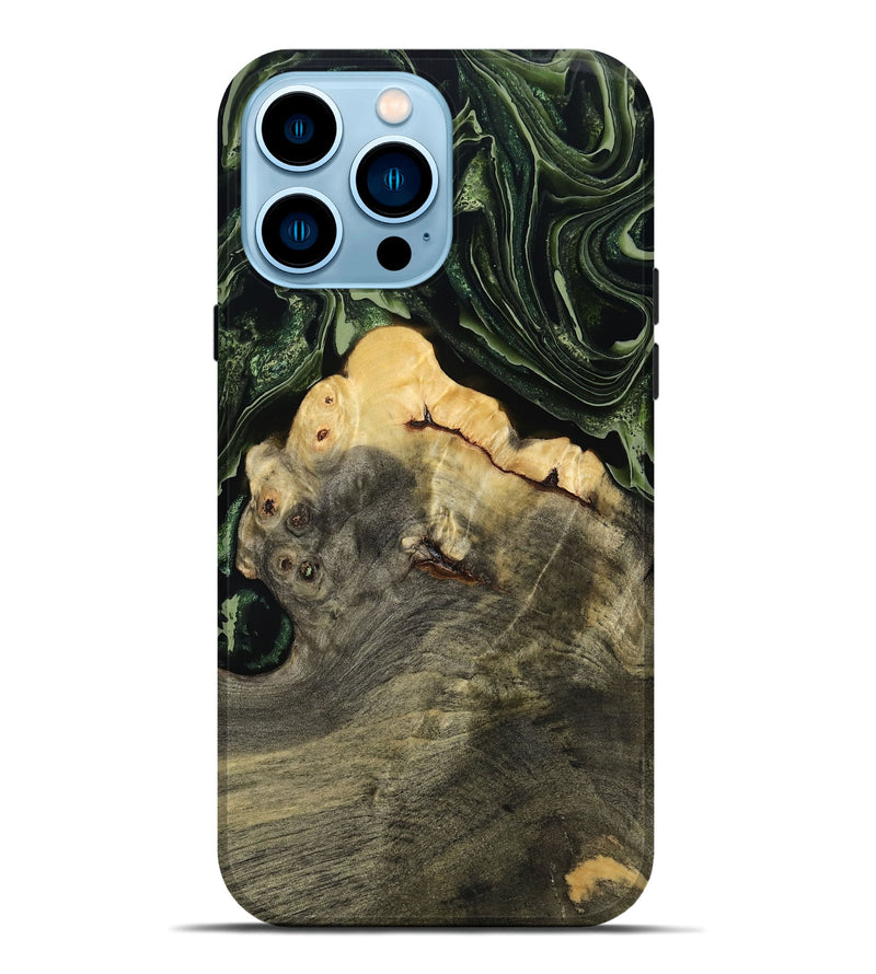 iPhone 14 Pro Max Wood Live Edge Phone Case - Tre (Green, 793849)