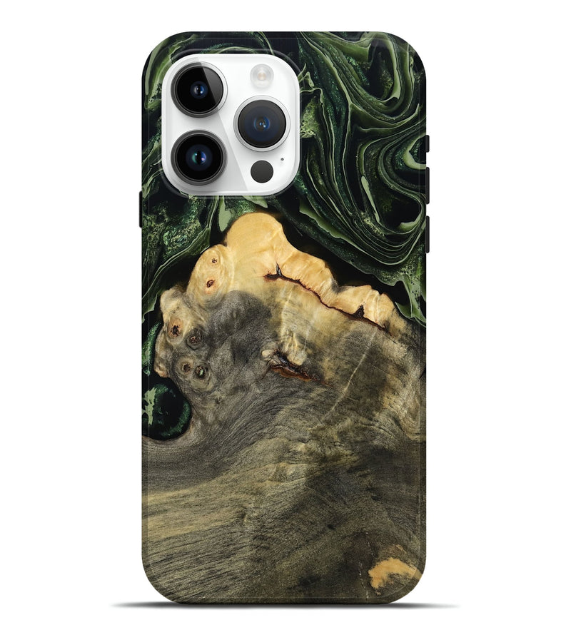 iPhone 15 Pro Max Wood Live Edge Phone Case - Tre (Green, 793849)
