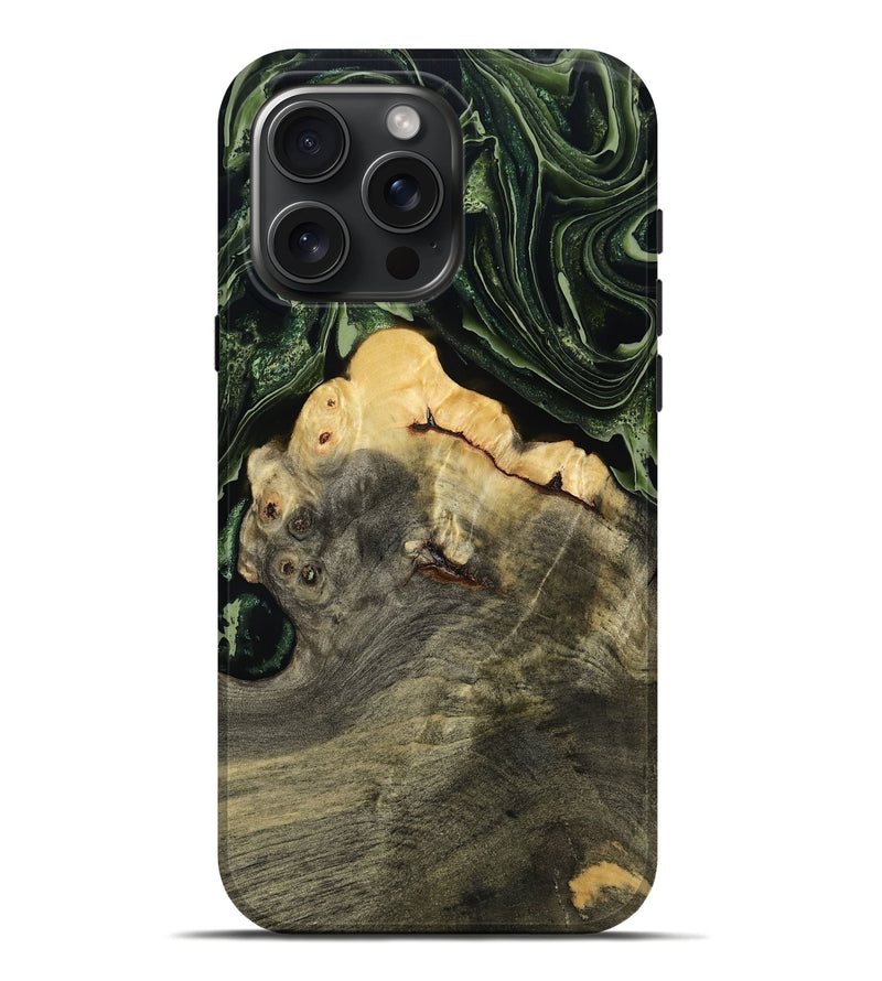 iPhone 16 Pro Max Wood Live Edge Phone Case - Tre (Green, 793849)