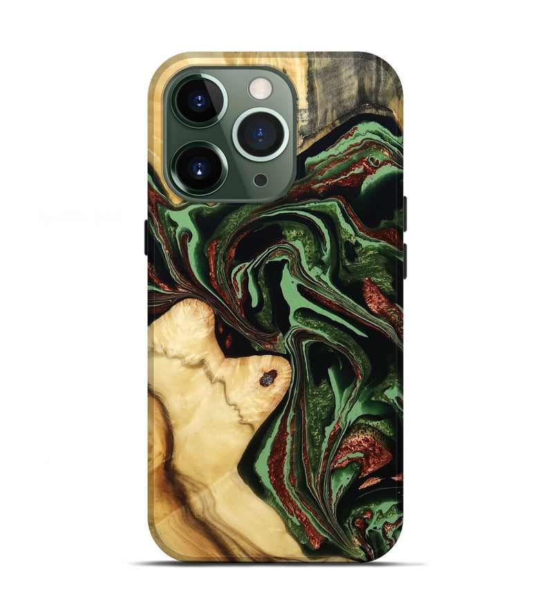iPhone 13 Pro Wood Live Edge Phone Case - Rosia (Green, 793856)