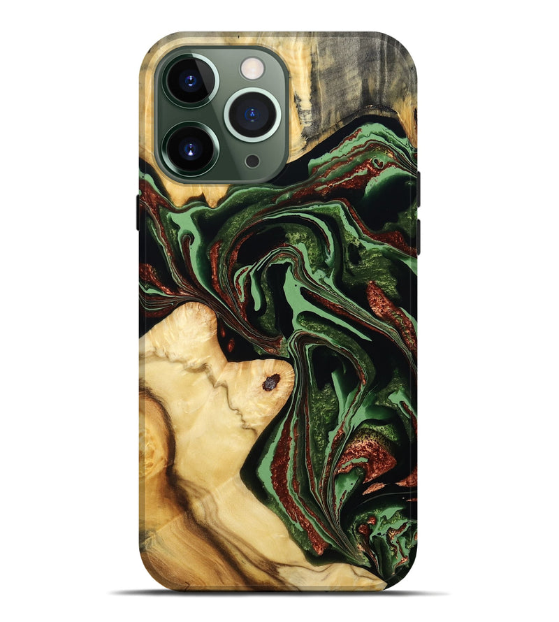 iPhone 13 Pro Max Wood Live Edge Phone Case - Rosia (Green, 793856)