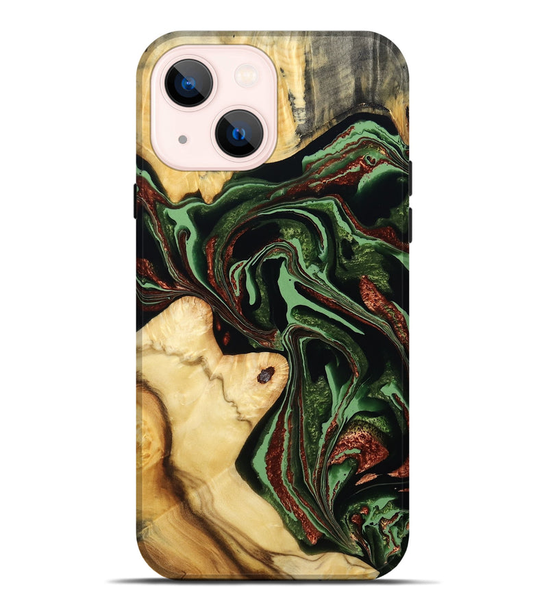 iPhone 14 Plus Wood Live Edge Phone Case - Rosia (Green, 793856)