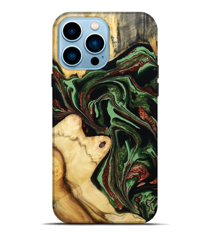 iPhone 14 Pro Max Wood Live Edge Phone Case - Rosia (Green, 793856)