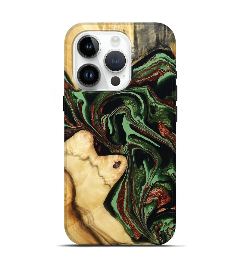 iPhone 15 Pro Wood Live Edge Phone Case - Rosia (Green, 793856)