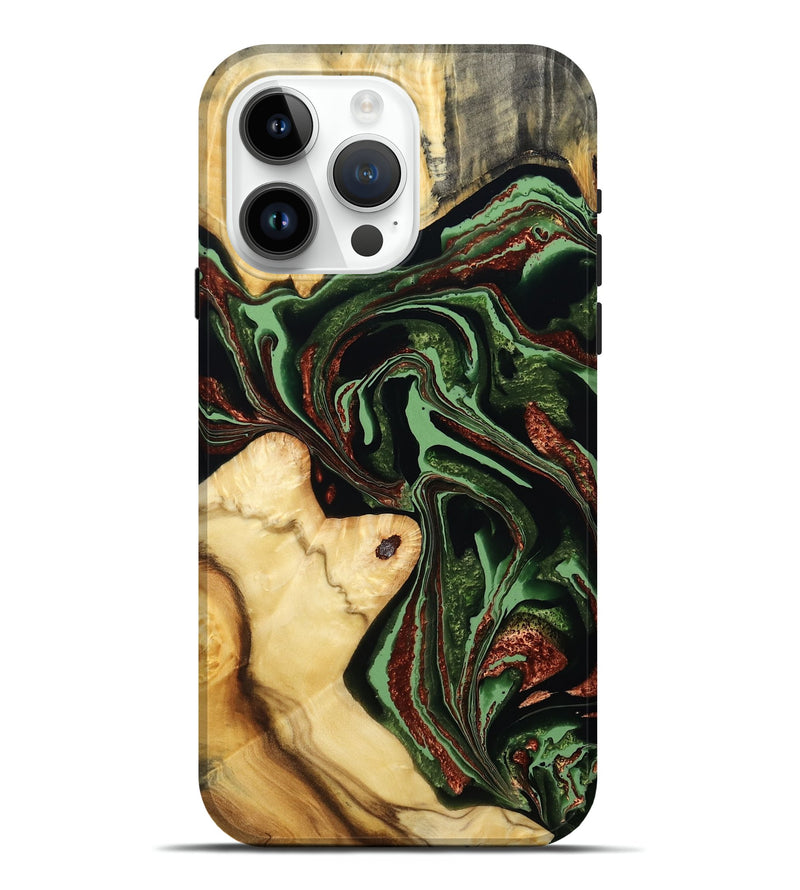 iPhone 15 Pro Max Wood Live Edge Phone Case - Rosia (Green, 793856)