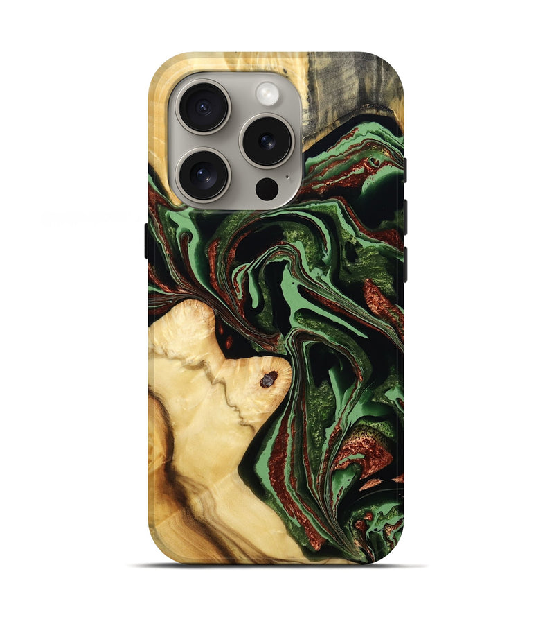 iPhone 16 Pro Wood Live Edge Phone Case - Rosia (Green, 793856)
