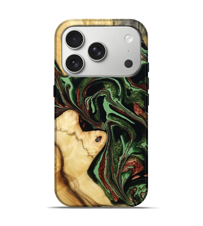 iPhone 17 Pro Wood Live Edge Phone Case - Rosia (Green, 793856)