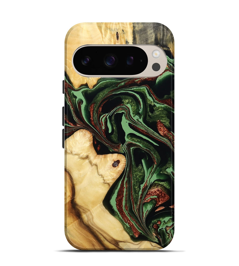 Pixel 9 Pro Wood Live Edge Phone Case - Rosia (Green, 793856)