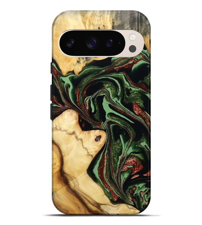 Pixel 9 Pro XL Wood Live Edge Phone Case - Rosia (Green, 793856)