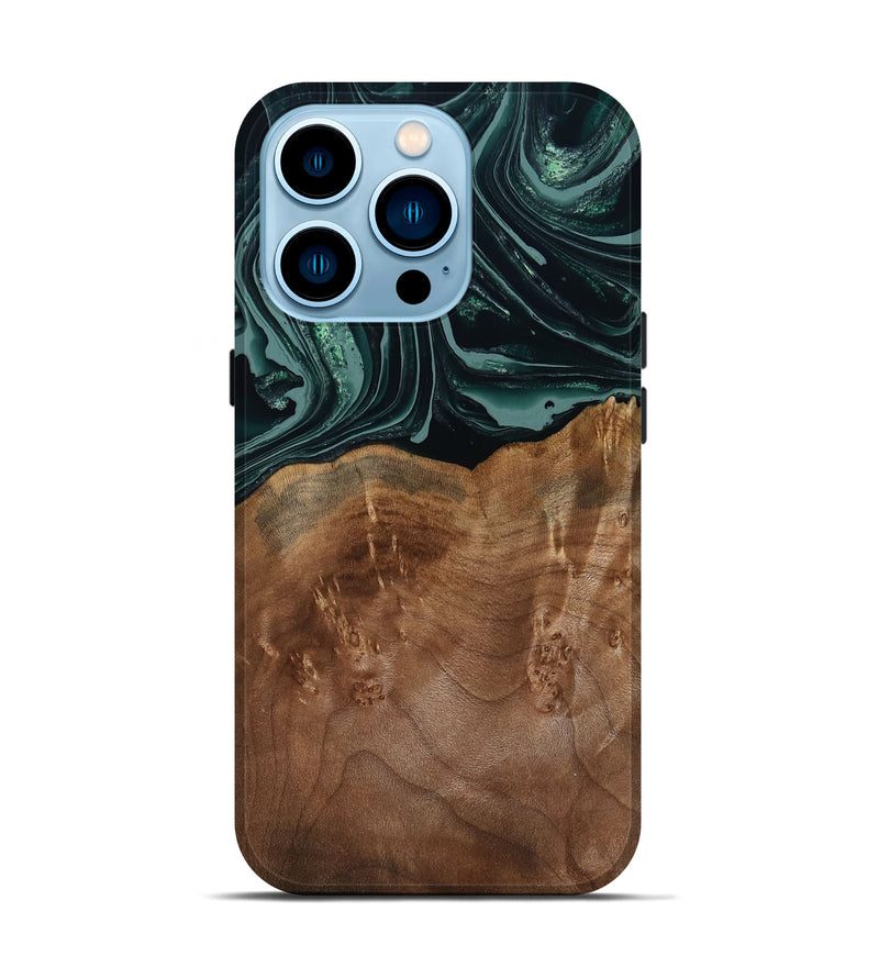 iPhone 14 Pro Wood Live Edge Phone Case - Shyla (Green, 793862)