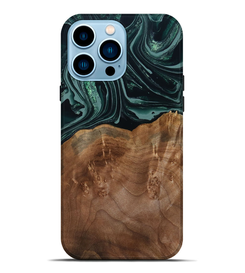 iPhone 14 Pro Max Wood Live Edge Phone Case - Shyla (Green, 793862)