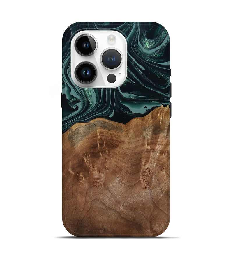 iPhone 15 Pro Wood Live Edge Phone Case - Shyla (Green, 793862)