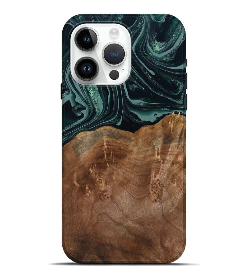 iPhone 15 Pro Max Wood Live Edge Phone Case - Shyla (Green, 793862)