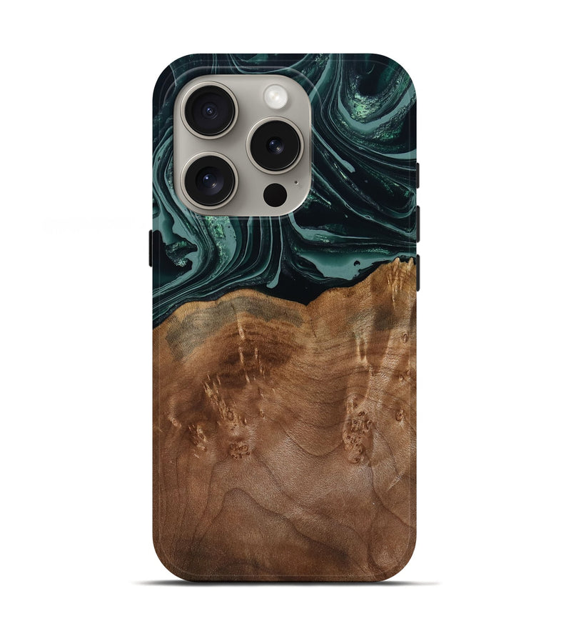 iPhone 16 Pro Wood Live Edge Phone Case - Shyla (Green, 793862)