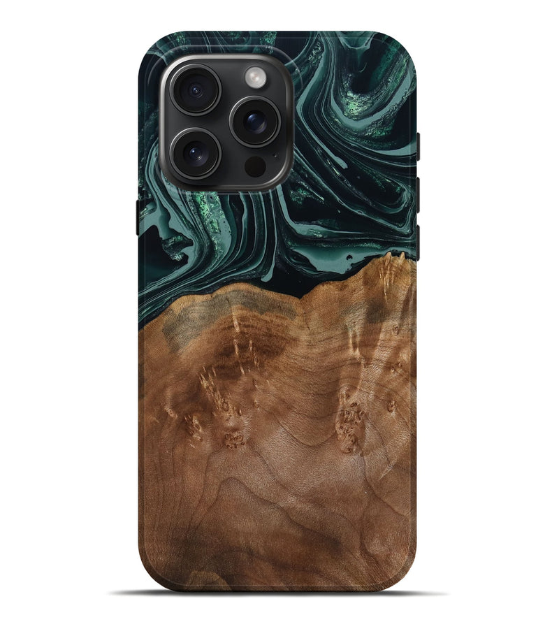 iPhone 16 Pro Max Wood Live Edge Phone Case - Shyla (Green, 793862)