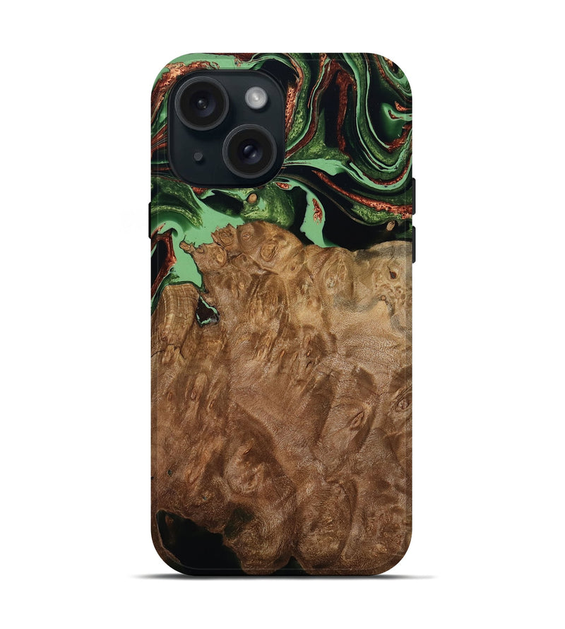 iPhone 15 Wood Live Edge Phone Case - Lotta (Green, 793869)