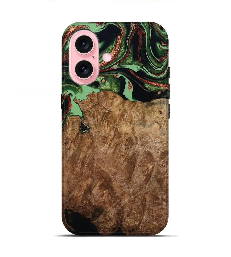 iPhone 16 Wood Live Edge Phone Case - Lotta (Green, 793869)
