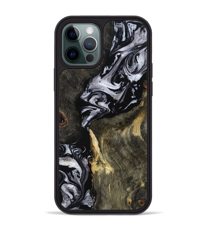 iPhone 12 Pro Max Wood Phone Case - Vernon (Black & White, 793874)
