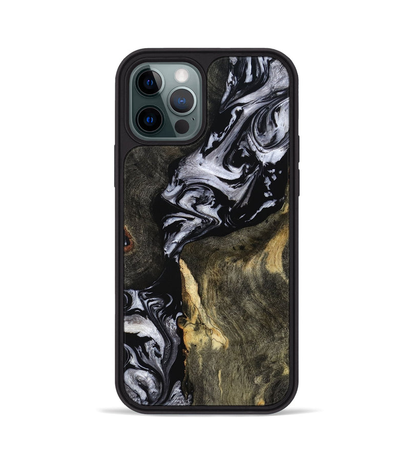 iPhone 12 Pro Wood Phone Case - Vernon (Black & White, 793874)