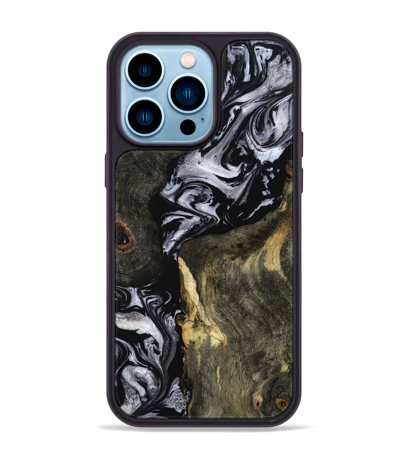 iPhone 14 Pro Max Wood Phone Case - Vernon (Black & White, 793874)