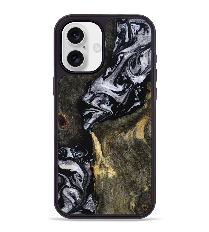 iPhone 16 Plus Wood Phone Case - Vernon (Black & White, 793874)