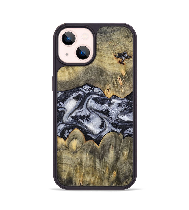 iPhone 14 Wood Phone Case - Maurine (Black & White, 793876)