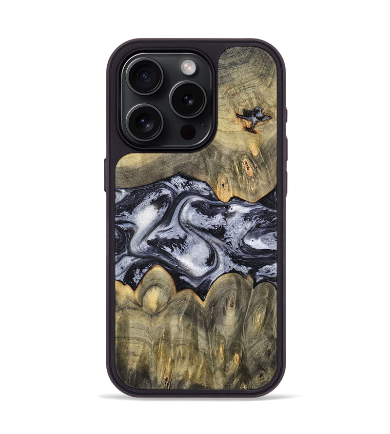 iPhone 15 Pro Wood Phone Case - Maurine (Black & White, 793876)