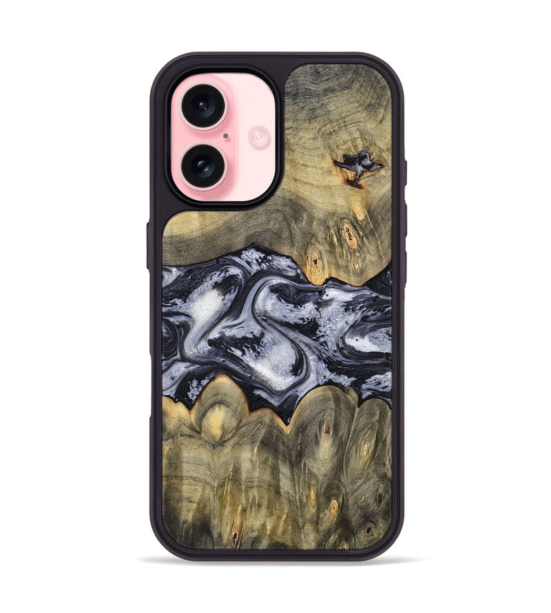 iPhone 16 Wood Phone Case - Maurine (Black & White, 793876)