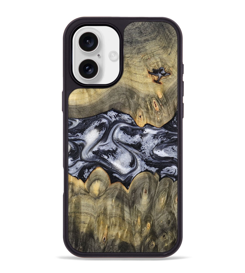 iPhone 16 Plus Wood Phone Case - Maurine (Black & White, 793876)