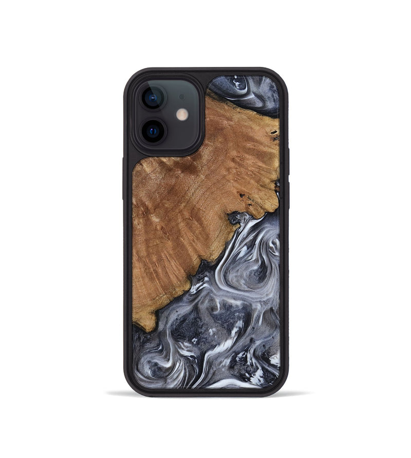 iPhone 12 mini Wood Phone Case - Kristy (Black & White, 793877)