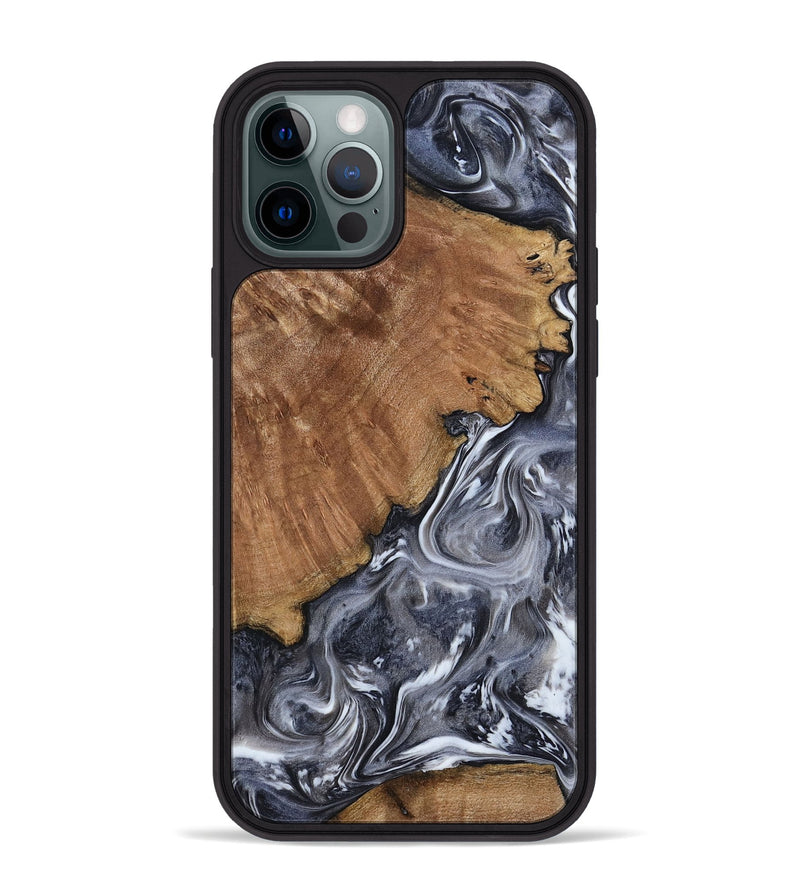 iPhone 12 Pro Max Wood Phone Case - Kristy (Black & White, 793877)