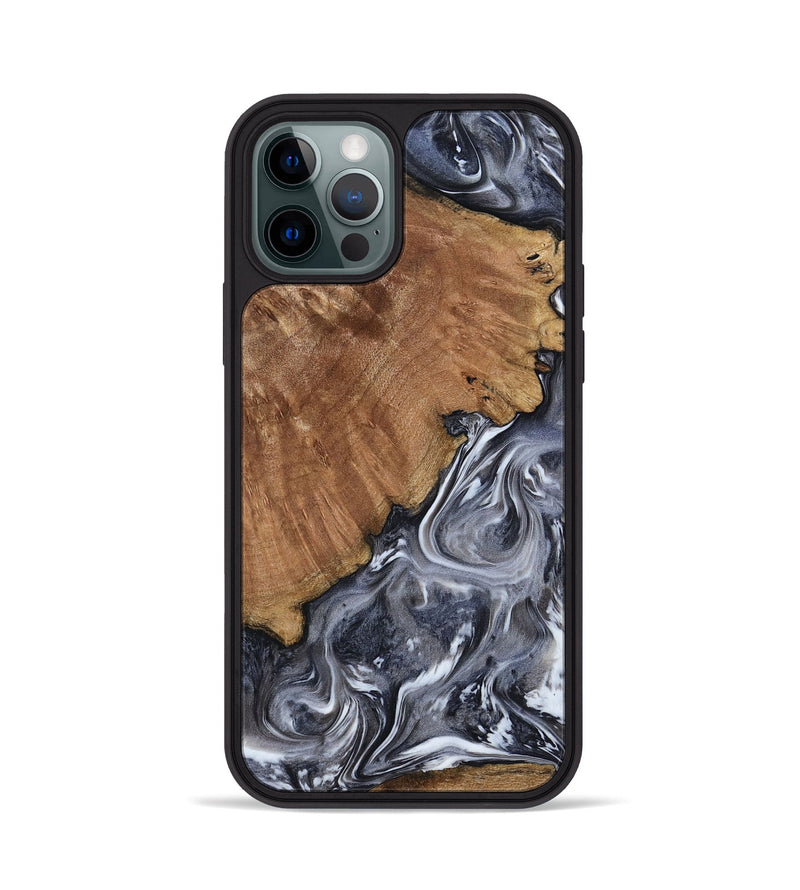 iPhone 12 Pro Wood Phone Case - Kristy (Black & White, 793877)