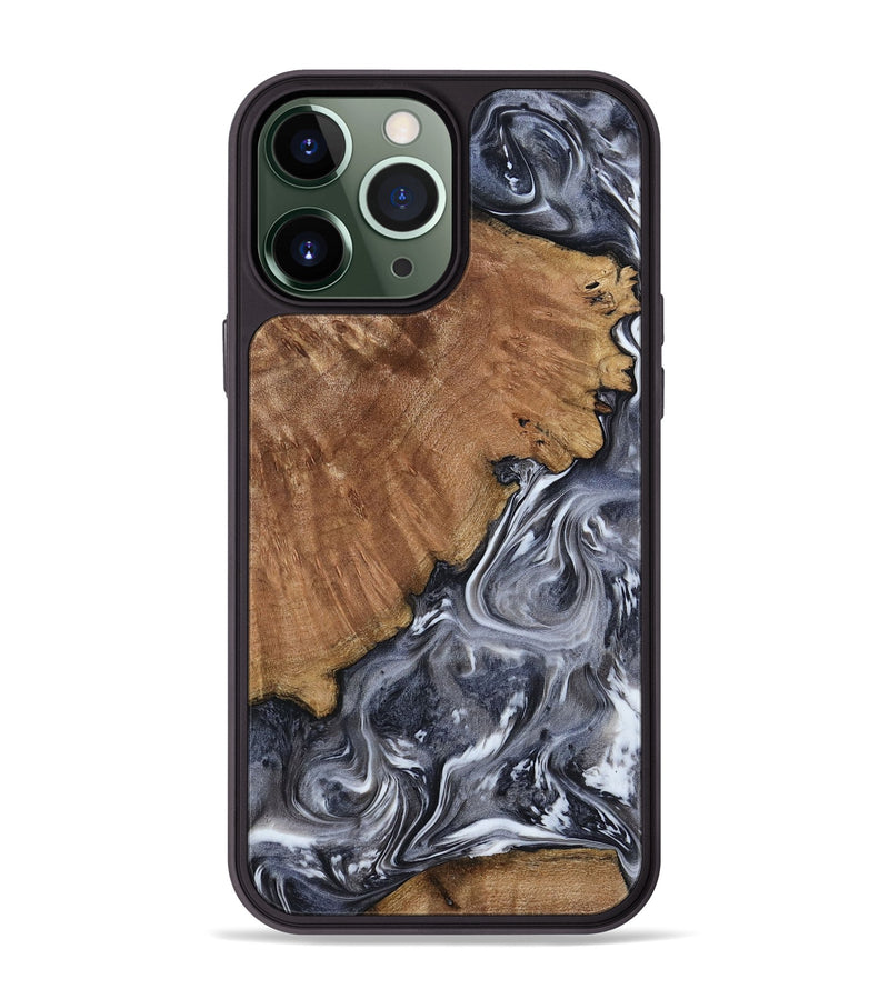 iPhone 13 Pro Max Wood Phone Case - Kristy (Black & White, 793877)
