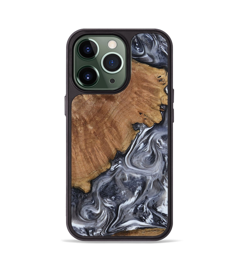 iPhone 13 Pro Wood Phone Case - Kristy (Black & White, 793877)