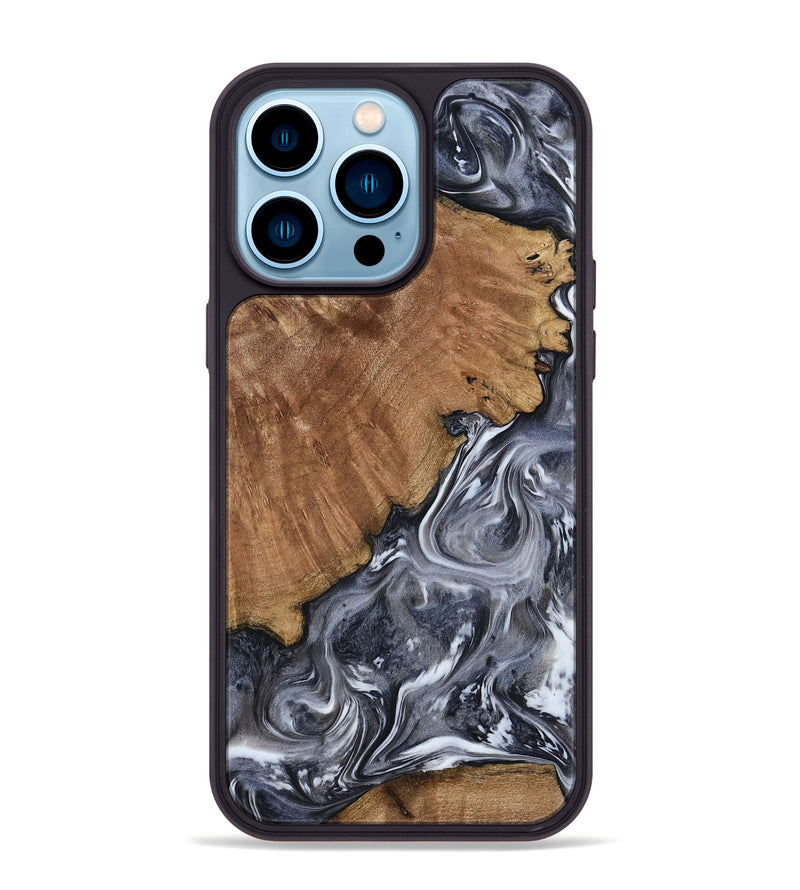 iPhone 14 Pro Max Wood Phone Case - Kristy (Black & White, 793877)