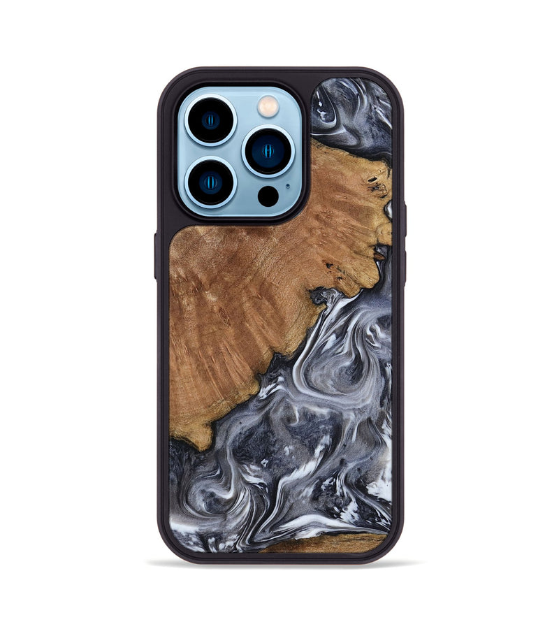 iPhone 14 Pro Wood Phone Case - Kristy (Black & White, 793877)