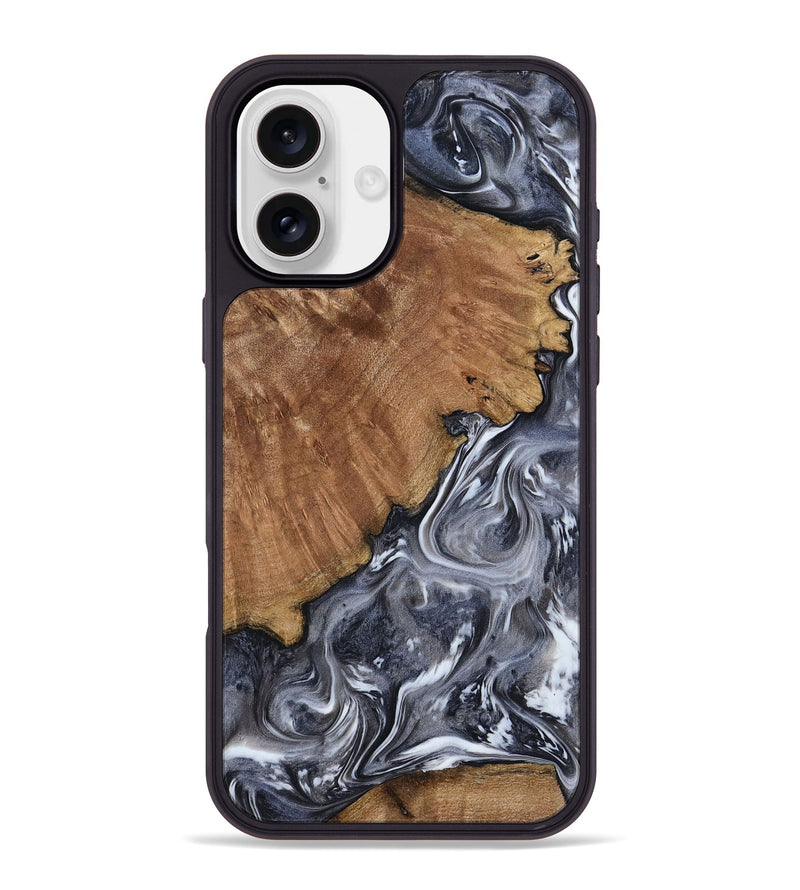 iPhone 16 Plus Wood Phone Case - Kristy (Black & White, 793877)