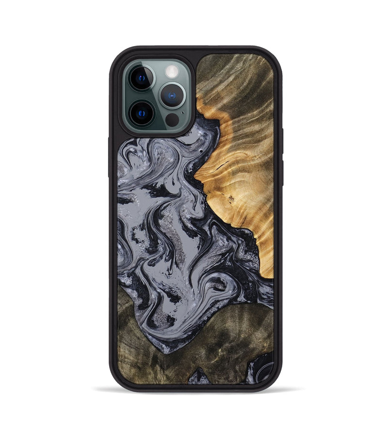 iPhone 12 Pro Wood Phone Case - Matteo (Black & White, 793879)