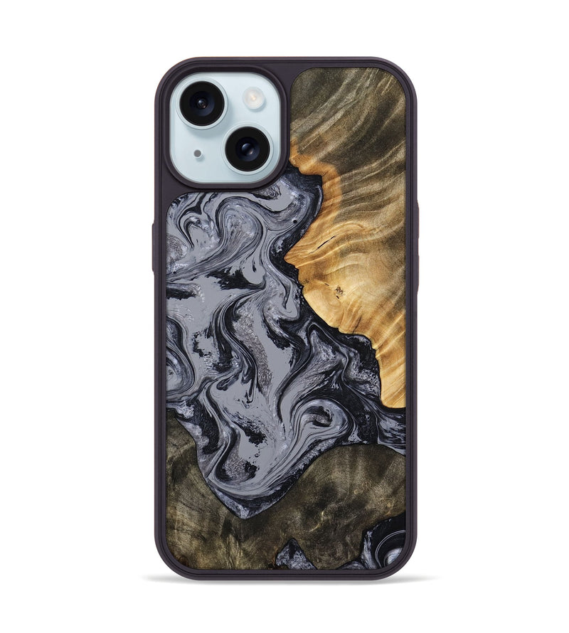 iPhone 15 Wood Phone Case - Matteo (Black & White, 793879)