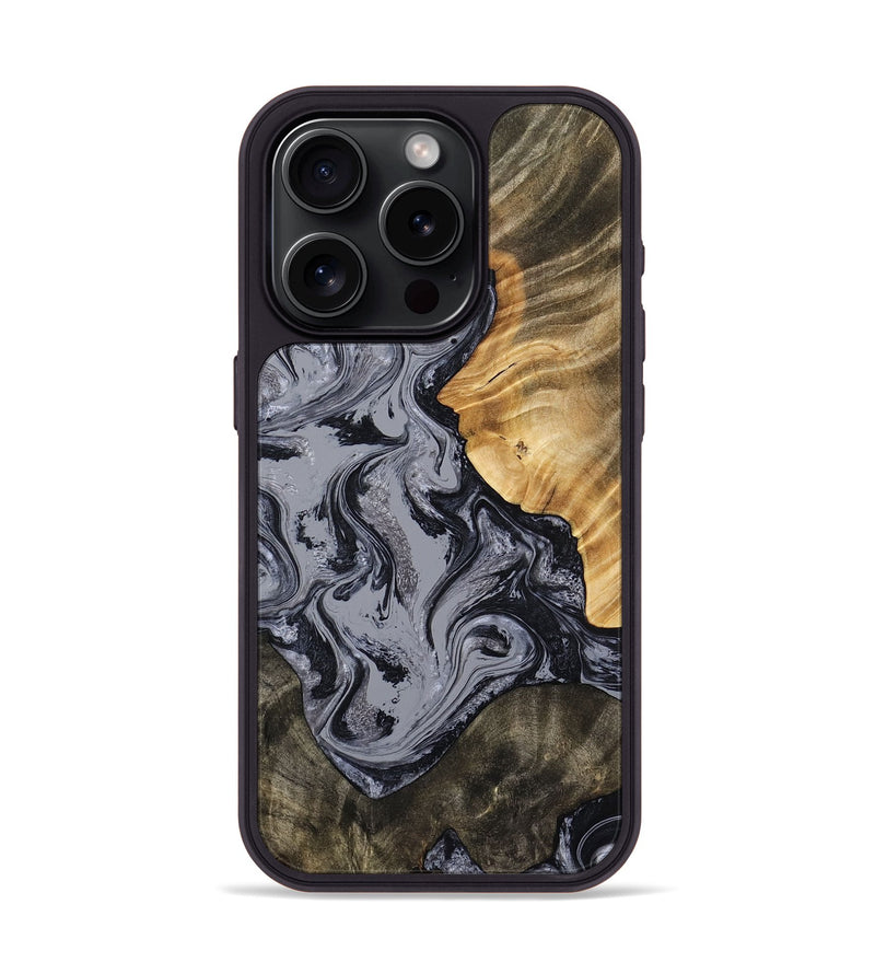 iPhone 15 Pro Wood Phone Case - Matteo (Black & White, 793879)