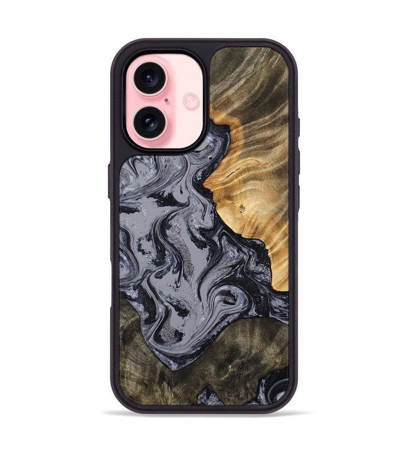 iPhone 16 Wood Phone Case - Matteo (Black & White, 793879)