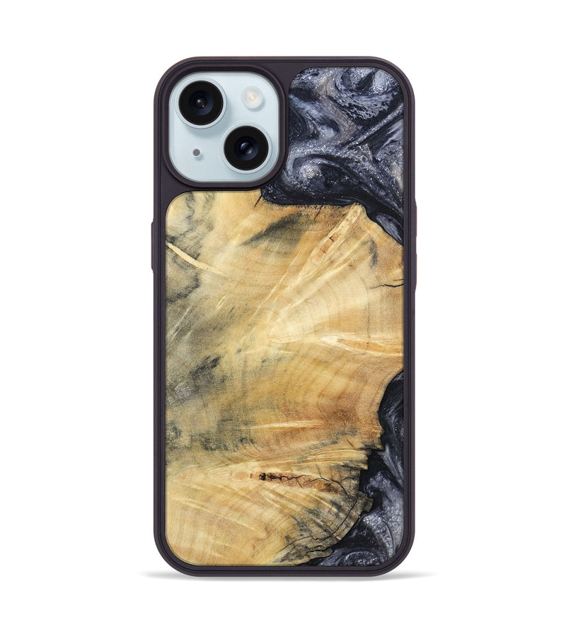 iPhone 15 Wood Phone Case - Giovani (Black & White, 793881)