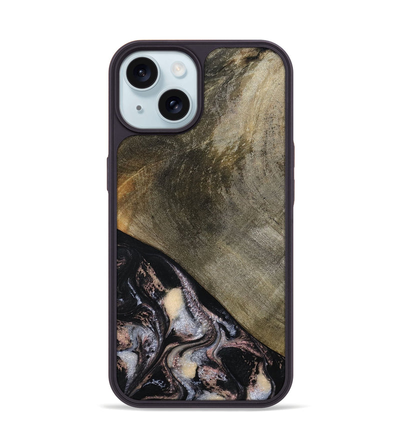 iPhone 15 Wood Phone Case - Dominik (Black & White, 793884)