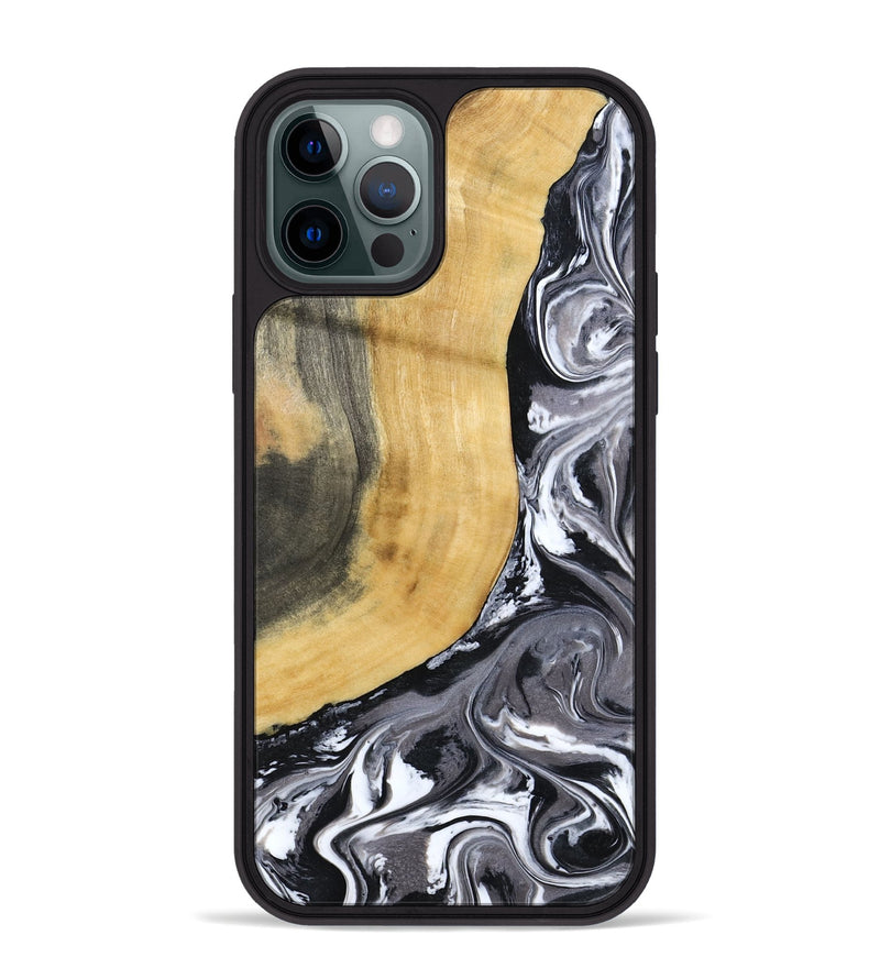 iPhone 12 Pro Max Wood Phone Case - Arther (Black & White, 793908)